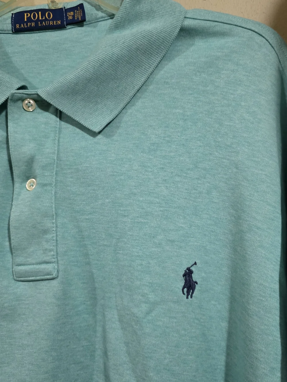 Ralph Lauren Men's Aqua/Light Blue Polo Shirt Used Size 2XB